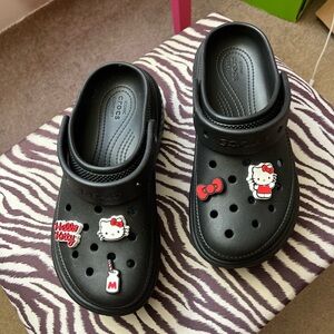 Platform Crocs with official Hello Kitty charms